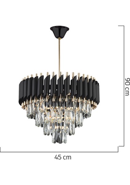 Mikula 45'lik Yuvarlak Gold Kristal Taşlı Modern Oturma Odası Salon Sarkıt Avize