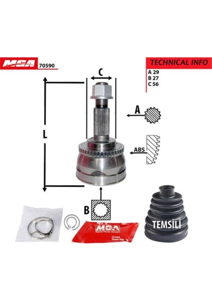 70590 70590 Aks Kafası Dış Absli Maxıma 00-10