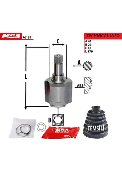 70157 70157 Aks Kafası Sol Iç Ducato / Boxer / Jumper 06- 2.2 Mjtd 2.3 Mjtd 3.0 Mjtd Mafsallı