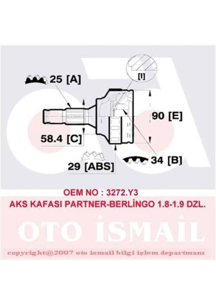 607-302 607-302 Aks Kafası Dış Partner / Berlingo 1.9d Dw8