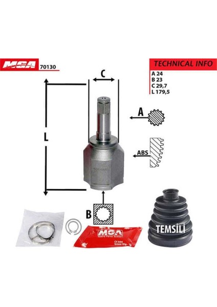 Mga 70130 70130 Aks Kafası Iç Sol Grande Punto 05- 1.3 Jtd 75HP