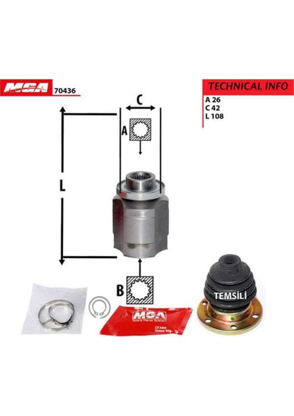 70436 70436 Aks Kafası Iç Sağ Accent Admire 03-06 1.5 Crdı 26×23×42