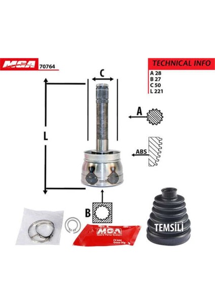 70764 70764 Aks Kafası Dış Pathfinder R50 97-04 28×27×50