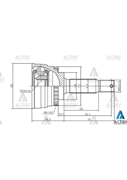 1770 1770 Aks Kafası Dış Elantra 90-00 Sol Elantra 00= Absli 25X50X30