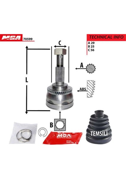 70599 70599 Aks Kafası Dış Absli X-Traıl 01-07