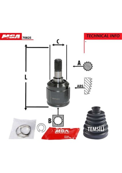 70825 70825 Aks Kafası Iç Elantra 90- 25×23×35