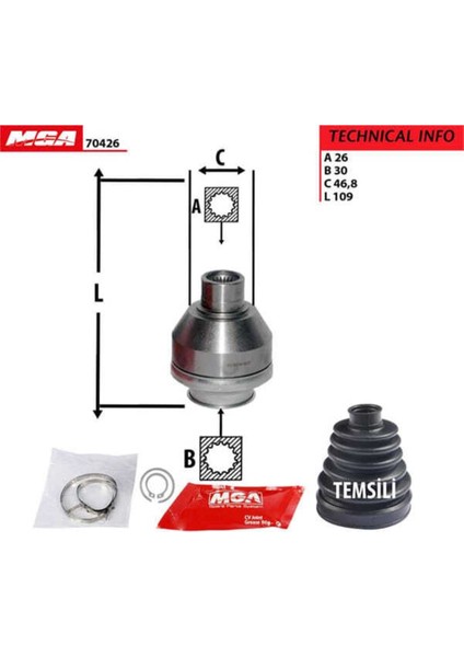 70426 70426 Aks Kafası Iç Sol Transporter T5 2.5 Tdı Axd Axe