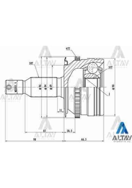 1784 1784 Aks Kafası Dış L-200 06= A-T Absli 47 Diş 4x4 30X69X35