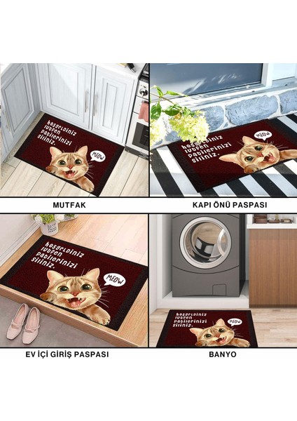 Kedi Köpek Komik Tasarımlı Dekoratif Kapı Önü Paspas, Dış Mekan/ev Içi/banyo/mutfak/yatak Odası/giriş Paspasları