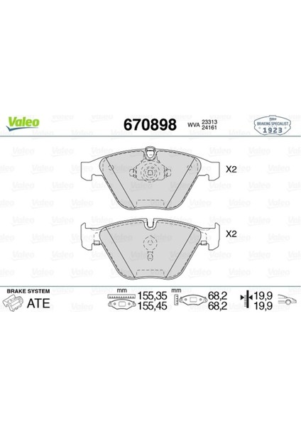 670898 On Disk Fren Balatası Bmw 3 Serisi 12 04 Bmw X1 Serisi 09 09 Bmw Z4 02 09