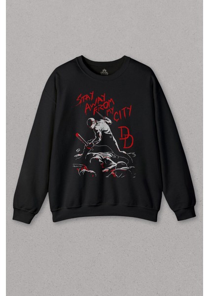 Unisex Sweatshirt Stay Away From My City Dd Halloween Cadılar Bayramı Baskılı Sweat