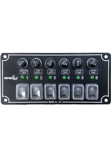 Marine 6 lı Switch Yatay Panel 12-24v Kontrol Paneli 80X170mm
