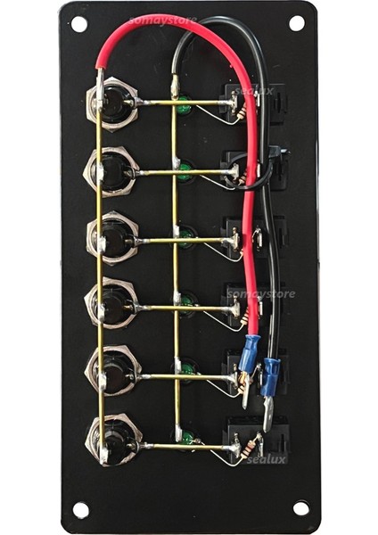 Marine 6 lı Switch Yatay Panel 12-24v Kontrol Paneli 80X170mm