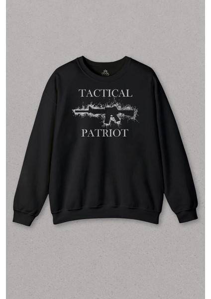 Unisex Sweatshirt Tactical Patriot Military Tüfek Silüeti Baskılı Sweat