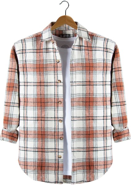 Turuncu Regular Kalıp Gömlek Yaka Ekoseli Oduncu Gömlek TRP23K-MDL02-041223