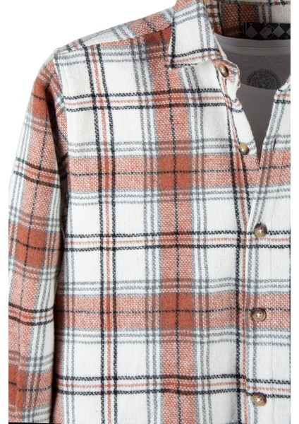 Turuncu Regular Kalıp Gömlek Yaka Ekoseli Oduncu Gömlek TRP23K-MDL02-041223 modelleri