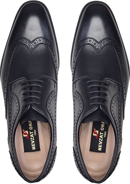 Siyah Termo Taban Yalıtımlı Kaymaz Wing Tip Erkek Kışlık Ayakkabı -11858-