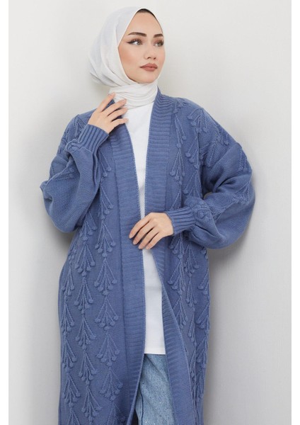Kiraz Desenli Uzun Triko Hırka İndigo HM2334 modelleri