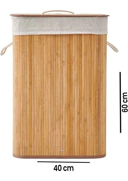 Bambu Dikdörtgen Çamaşır Sepeti - 60 Lt