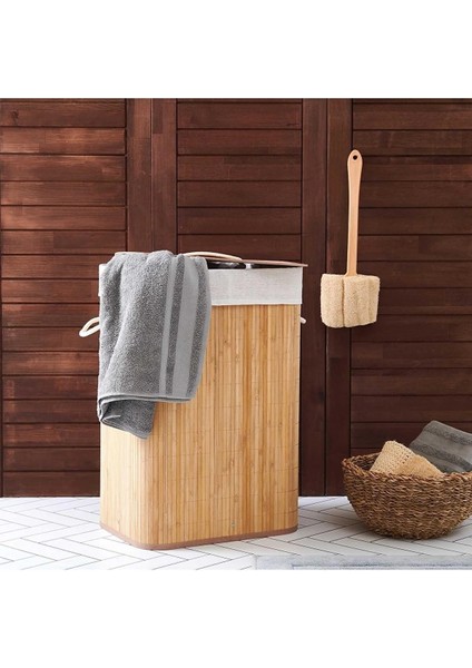 Bambu Dikdörtgen Çamaşır Sepeti - 60 Lt fiyatları