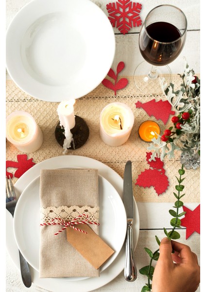 15'li Kırmızı Keçe Yılbaşı Süsü, Yılbaşı Ağacı,Yeni Yıl , Mery Christmas