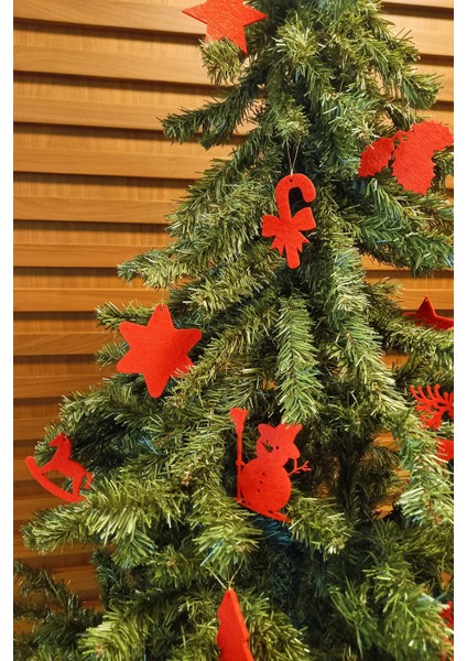 15'li Kırmızı Keçe Yılbaşı Süsü, Yılbaşı Ağacı,Yeni Yıl , Mery Christmas fiyatları