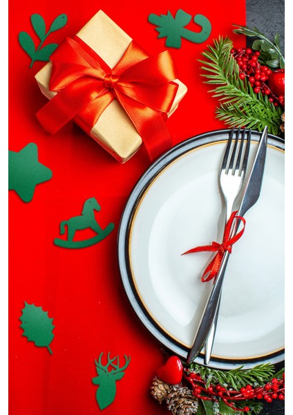 12'li Yeşil Keçe Yılbaşı Süsü, Yılbaşı Ağacı,Yeni Yıl , Mery Christmas