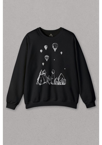 Unisex Sweatshirt Kapadokya Nevşehir Peri Bacaları Cappadocia Baskılı Sweat