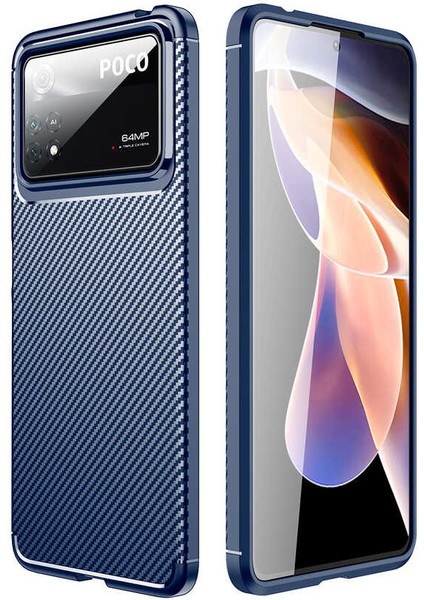Xiaomi Poco X4 Pro 5g Kılıf Karbon Görünümlü Silikon Zipax-Zr-Negro