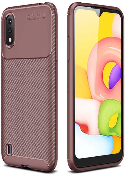 Samsung Galaxy A01 Kılıf Karbon Görünümlü Silikon Zipax-Zr-Negro