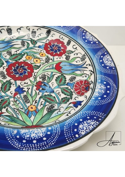 Aysun Hand Art Aysunhandart Çerçevesi Pompa Çalışmalı Merkezi Samur Osmanlı Motifli El Yapımı Seramik Tabak