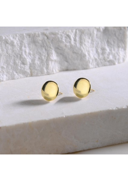 14 Ayar Altın Sade Oval Küpe