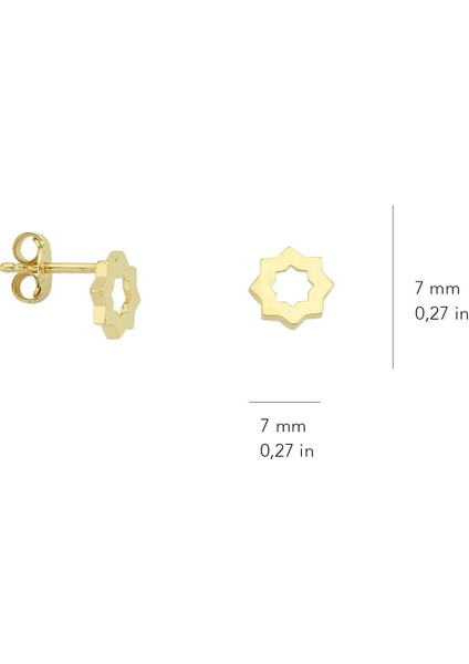 14 Ayar Altın Sade Çark Küpe modelleri