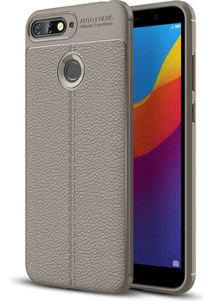 Huawei Y7 2018 Kılıf Deri Görünümlü Silikon Zipax-Zr-Niss