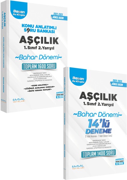 Açıköğretim Bahar Dönemi Aşçılık 1.Sınıf 2.Yarıyıl Konu Anlatımlı Soru Bankası - Deneme