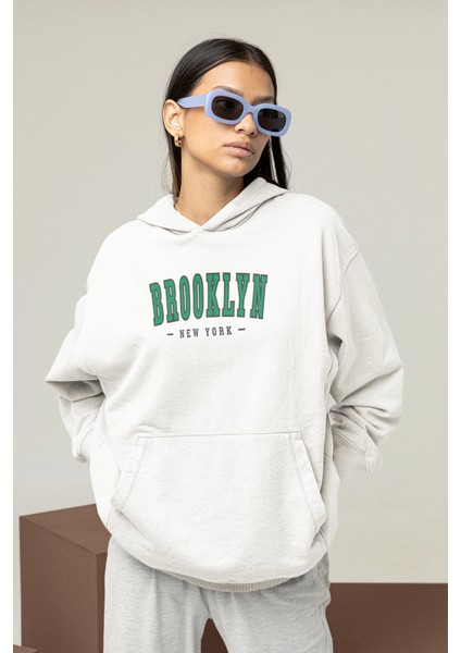 Kadın Kapüşonlu Kanguru Cepli Broklyn Sweatshirt Hoodie