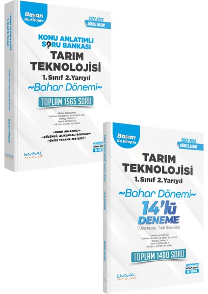 Açıköğretim Bahar Dönemi Tarım Teknolojisi 1.Sınıf 2.Yarıyıl Konu Anlatımlı Soru Bankası - Deneme