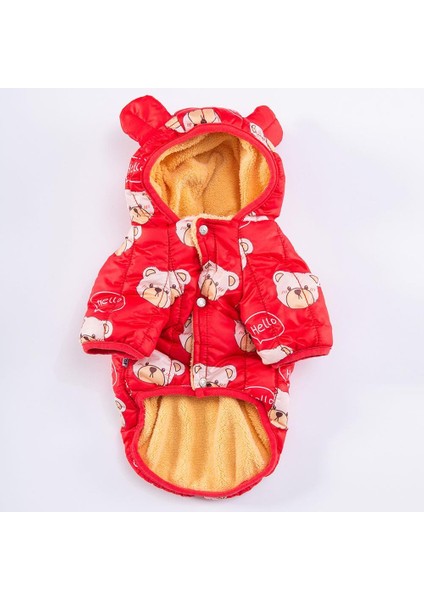 Kırmızı Teddy Peluşlu Su Itici Orta-Büyük Irk Köpek Yağmurluğu modelleri