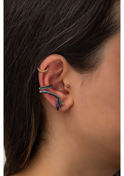 925 Ayar Gümüş Yılan Tek Küpe