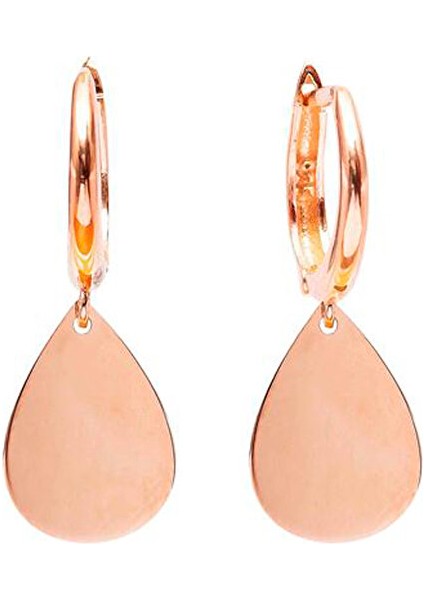 925 Ayar Rose Kaplamalı Damla Pullu Halka Gümüş Küpe