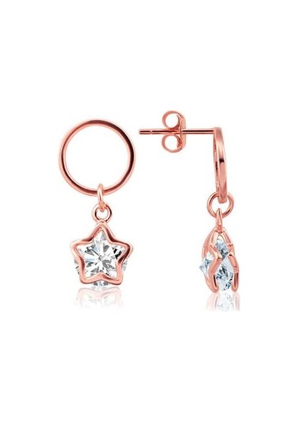 925 Ayar Gümüş Zirkon Taşlı Yıldız Kalp Küpe SKU2097