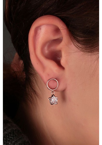 925 Ayar Gümüş Zirkon Taşlı Yıldız Kalp Küpe SKU2097 fiyatları