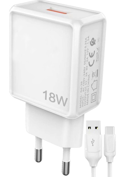 Samsung Galaxy M32 Şarj Aleti 18W Type C Hızlı Şarj - GR-GA39T