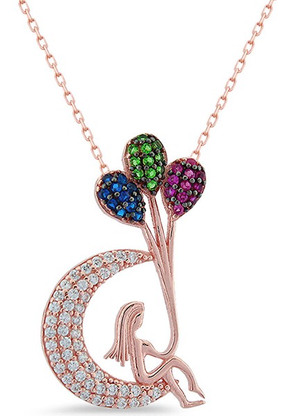 925 Ayar Gümüşbalonlu Ay Kızı Kolye