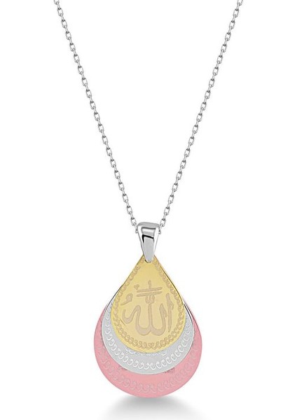 Üç Renkli Dualı Gümüş Kolye