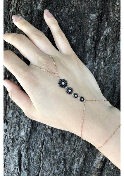 925 Ayar Rose Kaplamalı Beyaz Taşlı 4'lü Papatya Gümüş Şahmeran fiyatları