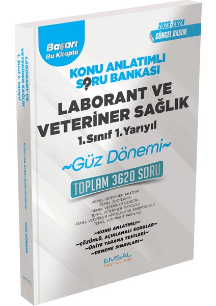 Açıköğretim 2024 Güz Dönemi Laborant ve Veteriner Sağlık 1.Sınıf 1.Yarıyıl Konu Anlatımlı - Soru Bankası - Deneme