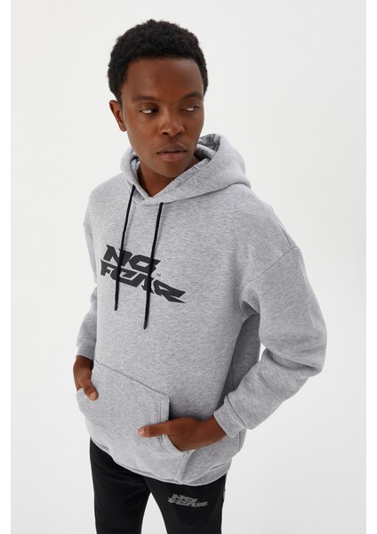 Erkek Sweatshirt Kapüşonlu Gri Melanj M500271