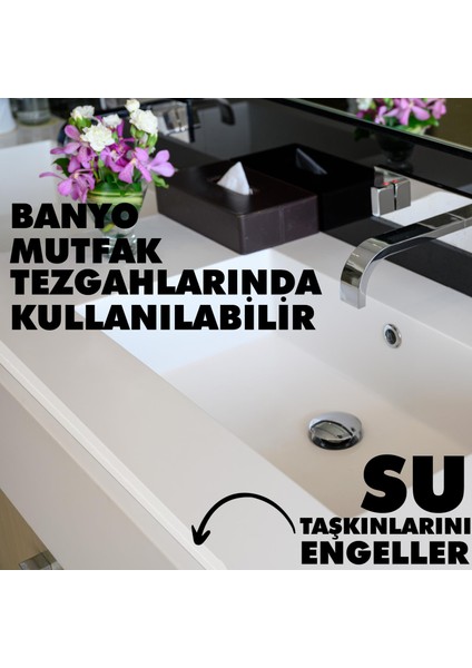 Mutfak Banyo Tezgahı Su Kesici Yapışkanlı Bariyer 2 Metre Şeffaf