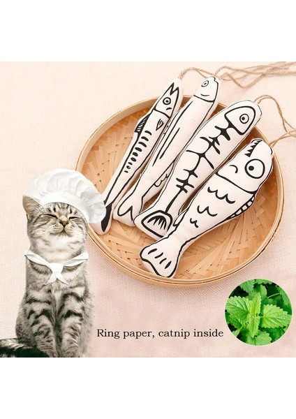 Puf Balık Kedi Oyuncağı Ahşap Saplı Olta